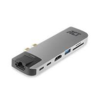Adaptateur ACT multiport USB-C Thunderbolt™ 3 vers HDMI 4K avec Ethernet, concentrateur USB, lecteur de carte et PD Pass Through
