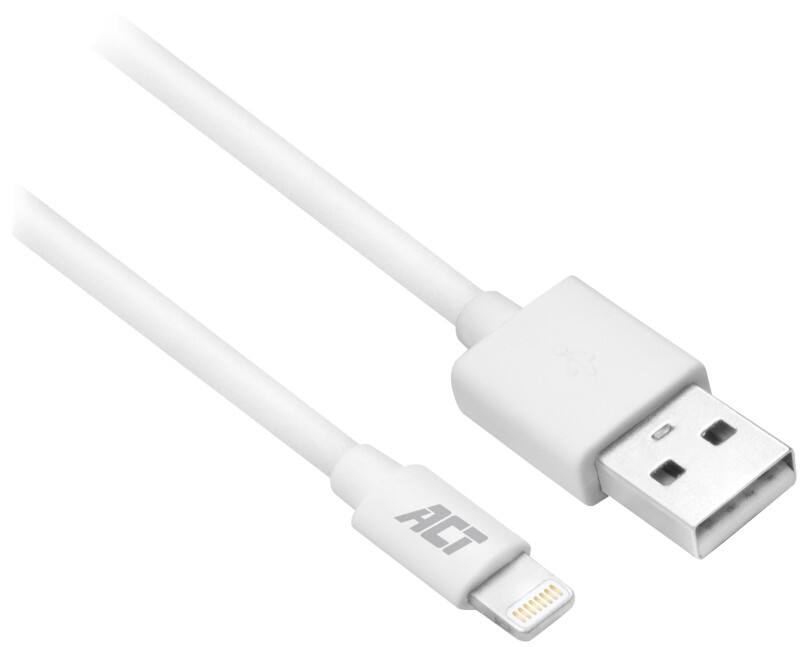 Câble USB-A vers connecteur Lightning ACT AC3011 1 m Blanc