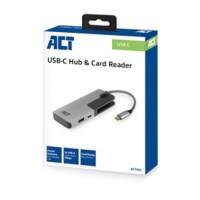 Hub USB-C ACT, avec 3x USB-A, lecteur de carte, USB-C PD Pass-Through 60W