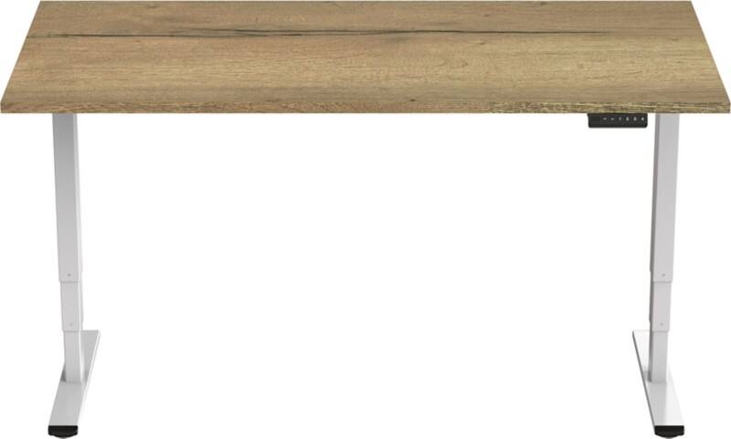 Bureau assis-debout euroseats Sit-stand Rectangulaire Chêne T-Pied 1400 (L) x 800 (P) x 1275 (H) mm Métal, plastique