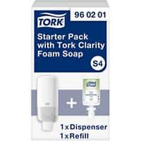 Distributeur de savon pour les mains Tork Starter Pack S4 Blanc, transparent
