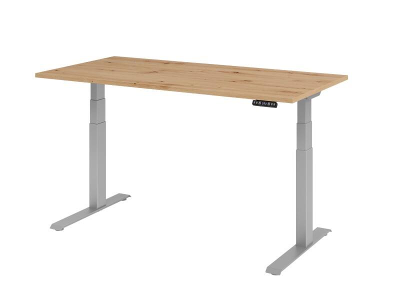 Bureau assis-debout Hammerbacher VXDKB Hauteur ajustable électriquement Chêne C-Pied 1600 (L) x 800 (P) x 1290 (H) mm Acier, Aggloméré