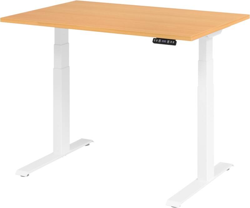 Bureau assis-debout Hammerbacher VXDKB Hauteur ajustable électriquement Hêtre C-Pied 1200 (L) x 800 (P) x 1290 (H) mm Acier, Aggloméré