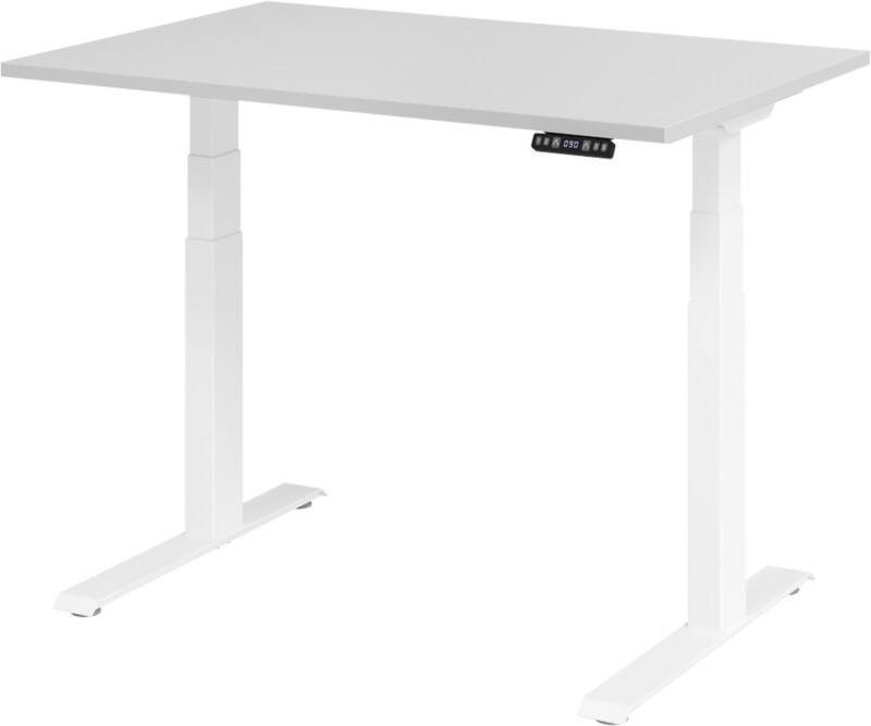Bureau assis-debout Hammerbacher VXDKB Hauteur ajustable électriquement Gris C-Pied 1200 (L) x 800 (P) x 1290 (H) mm Acier, Aggloméré