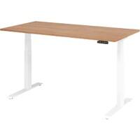 Station de travail assis-debout Hammerbacher XDKB16 Blanc, Noyer 1600 x 800 x 1290 mm