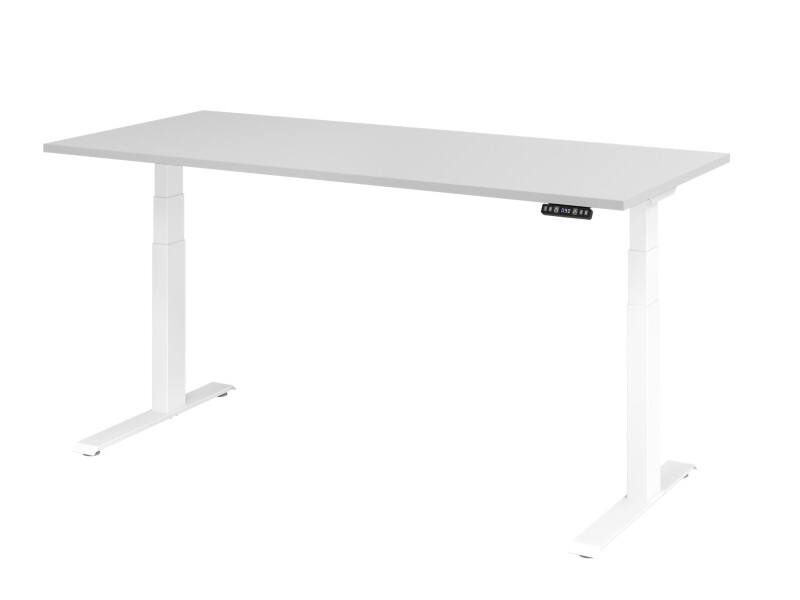 Bureau assis-debout Hammerbacher VXDKB Hauteur ajustable électriquement Gris C-Pied 1800 (L) x 800 (P) x 1290 (H) mm Acier, Aggloméré
