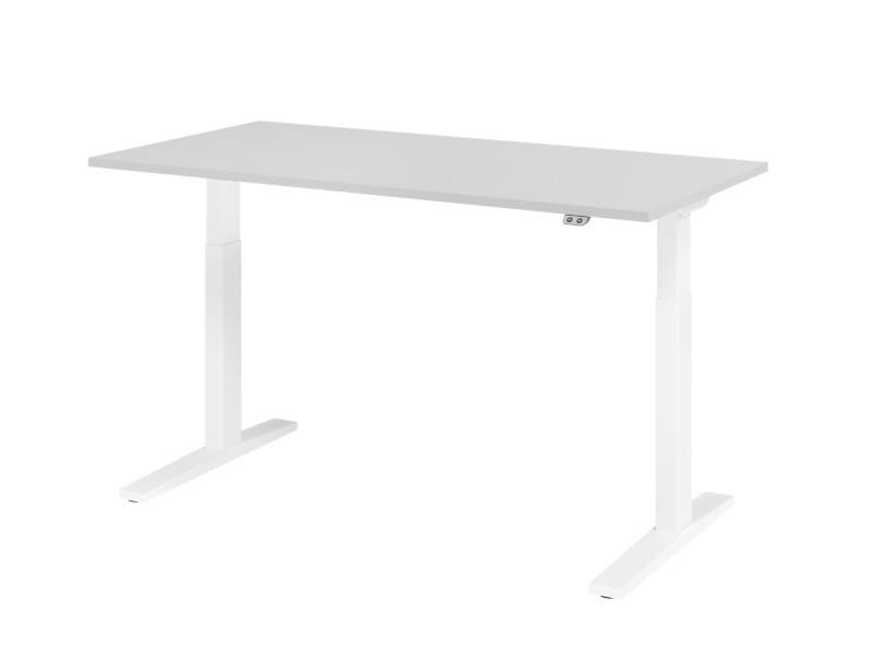Bureau assis-debout Hammerbacher VXMKA Hauteur ajustable électriquement Gris C-Pied 1600 (L) x 800 (P) x 1200 (H) mm Acier, Aggloméré
