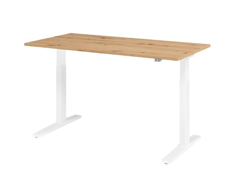 Bureau assis-debout Hammerbacher VXMKA Hauteur ajustable électriquement Chêne C-Pied 1600 (L) x 800 (P) x 1200 (H) mm Acier, Aggloméré