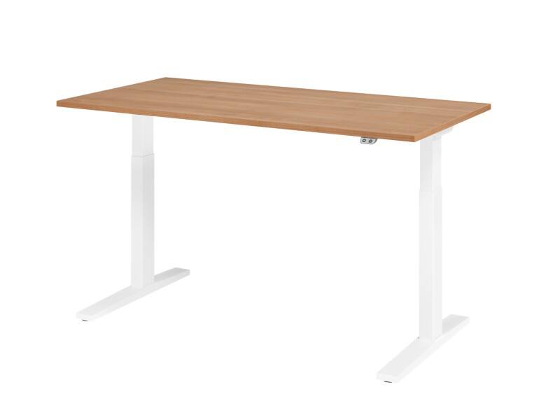 Bureau assis-debout Hammerbacher VXMKA Hauteur ajustable électriquement Noyer C-Pied 1600 (L) x 800 (P) x 1200 (H) mm Acier, Aggloméré