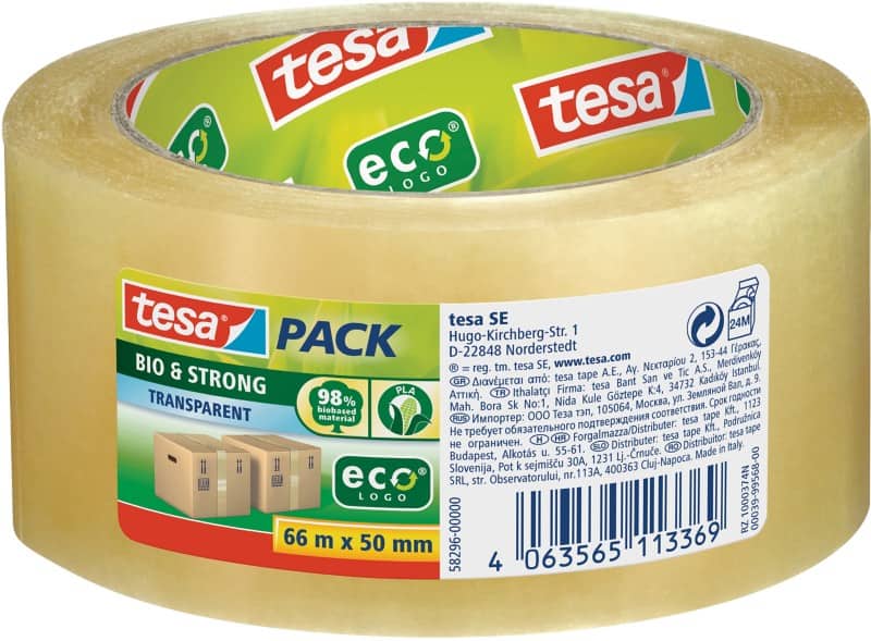 Tesa Verpakkingstape Bio & Strong 50mm x 66m Transparant