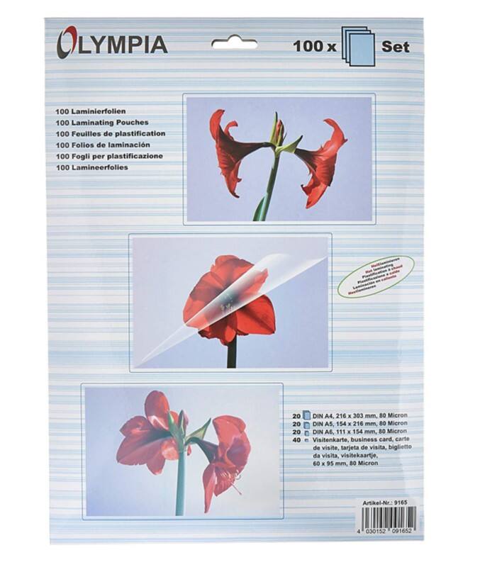 Films de plastification Olympia A4 Brillant 80 microns (2 x 80)