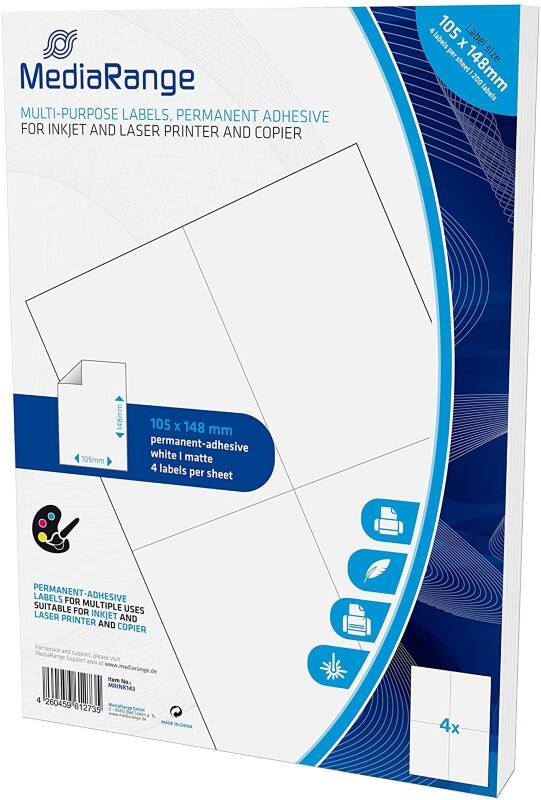 Étiquettes multi-usage MediaRange MRINK143 Blanc 10,5 cm