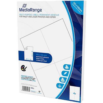 Étiquette rectangulaire multiusages pour imprimante jet d'encre et laser et photocopieuse MediaRange MRINK143 Blanc