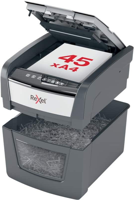Destructeur de documents Rexel Alimentation Automatique Optimum AutoFeed+ 50 Feuilles Coupe croisée Niveau de sécurité P-4 20 L 45X
