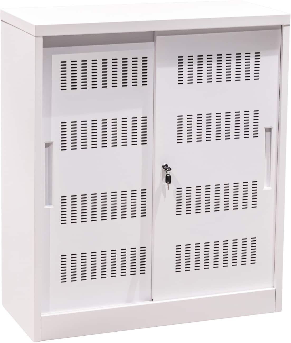 Armoire à portes coulissantes euroseats Métal 900 x 400 x 1050 mm Blanc