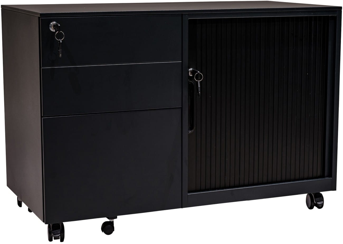 Armoire à portes rideaux euroseats Métal 900 x 450 x 615 mm Noir