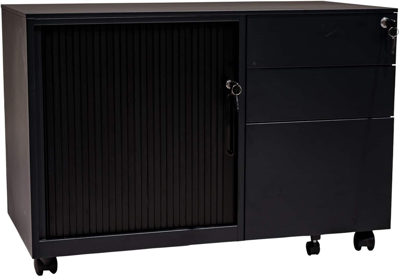 Armoire à portes rideaux euroseats Métal 900 x 450 x 615 mm Noir