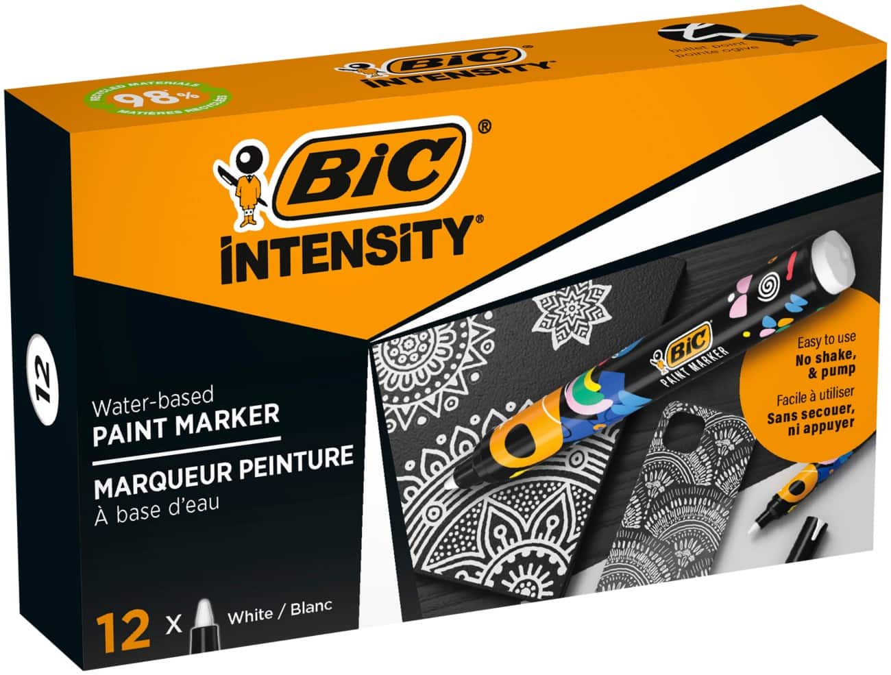 Marqueur peinture BIC Permanent Blanc Moyen Conique 2,3 mm 12 unités