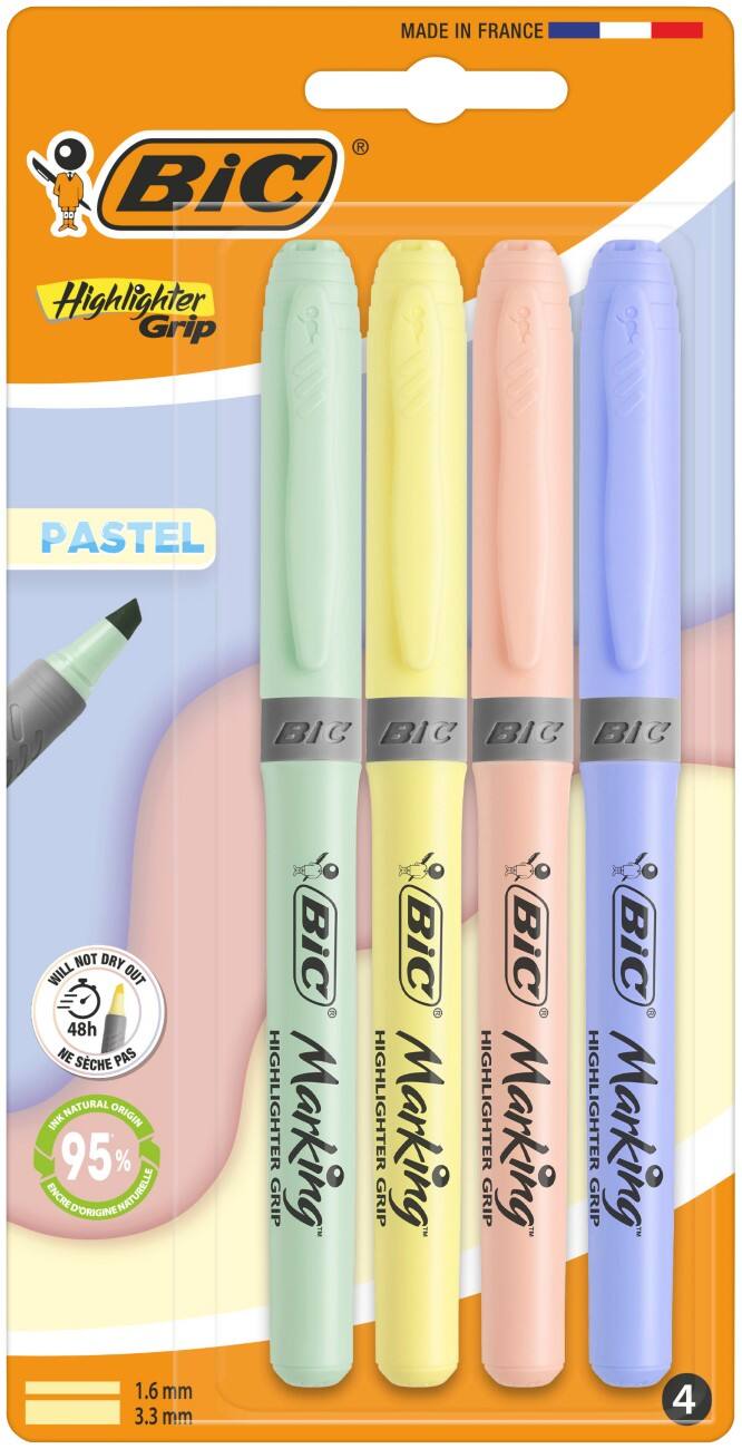 BIC Tekstmarker Kleurenassortiment Medium Beitelpunt 1,6 mm 4 Stuks