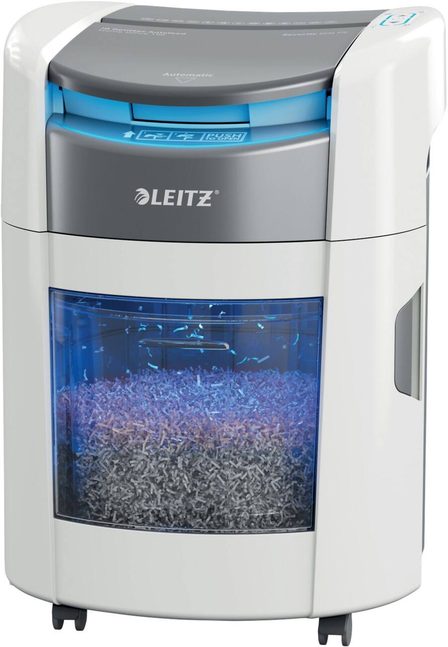 Leitz IQ Autofeed OptiMax Papierversnipperaar 165 Vellen Micro snippers Veiligheidsniveau P-5 15 liter
