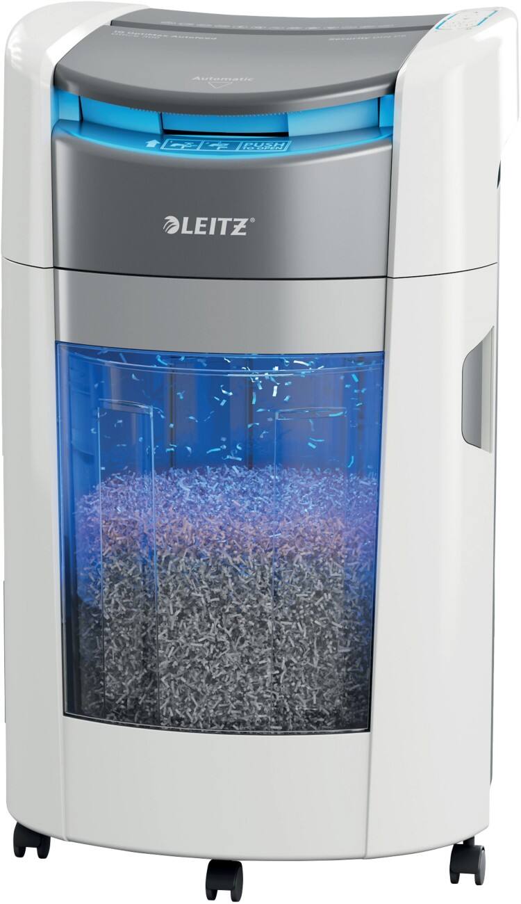 Leitz IQ Autofeed OptiMax Papierversnipperaar 330 Vellen Micro snippers Veiligheidsniveau P-5 25 liter