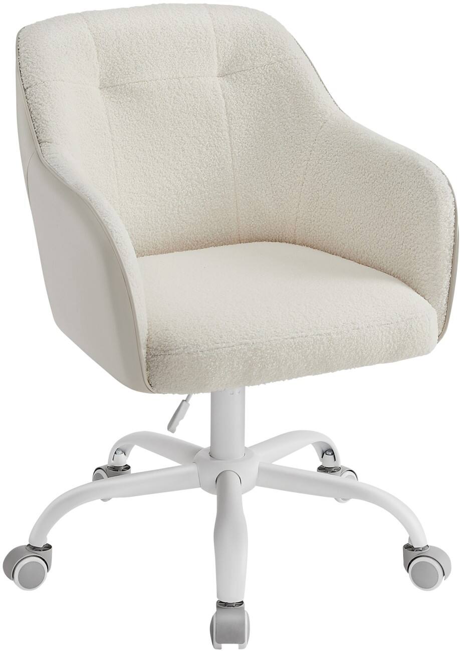 Siège de bureau SONGMICS Tyra Mécanisme d'inclinaison Accoudoirs fixes Siège réglable en hauteur Beige 120 kg
