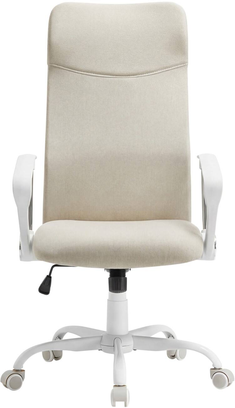 Siège de bureau SONGMICS Kime Mécanisme d'inclinaison Accoudoirs fixes Siège réglable en hauteur Beige 120 kg