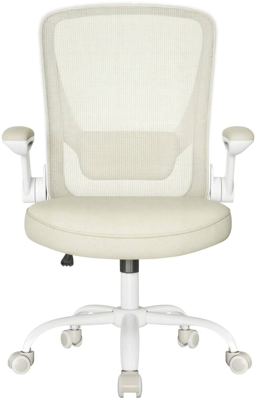 SONGMICS Kime Bureaustoel Basismechanisme Vaste armleuning In hoogte verstelbare zitting Beige max 120 kg