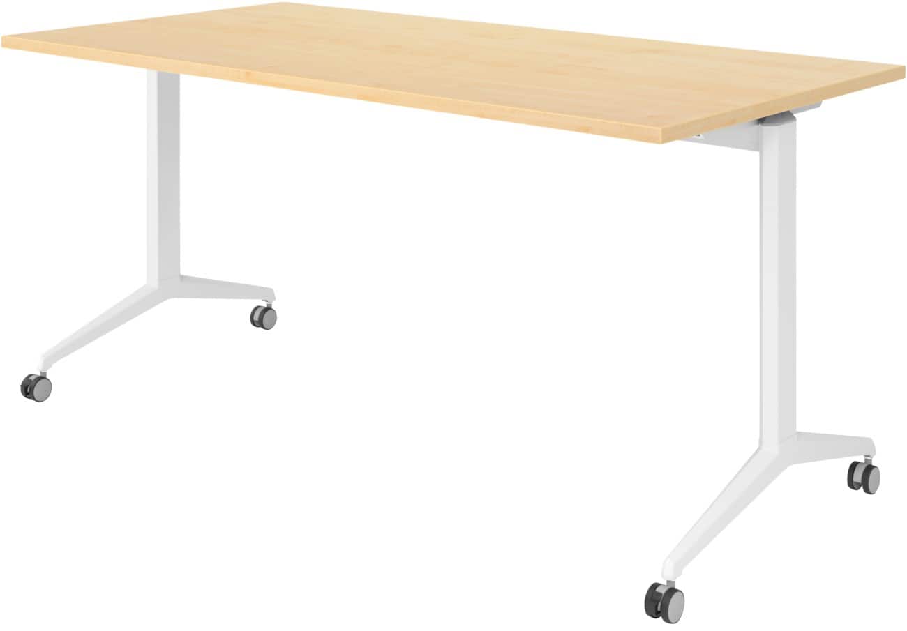 Table rabattable Hammerbacher Acier, aggloméré Blanc 160 x 800 x 750 mm