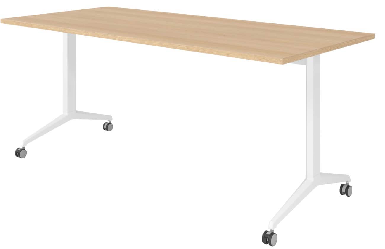 Table rabattable Hammerbacher Acier, aggloméré Blanc 180 x 800 x 750 mm
