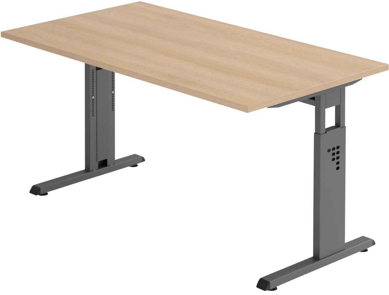 Hammerbacher Hoogteverstelbaar Bureau Rechthoekig C-Voet 1,400 (B) x 800 (D) x 850 (H) mm Spaanplaat, staal