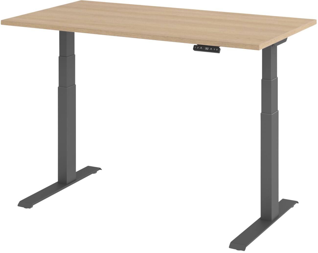 Hammerbacher Elektrisch hoogteverstelbaar Bureau Rechthoekig C-Voet 1,400 (B) x 800 (D) x 1,290 (H) mm Spaanplaat, staal