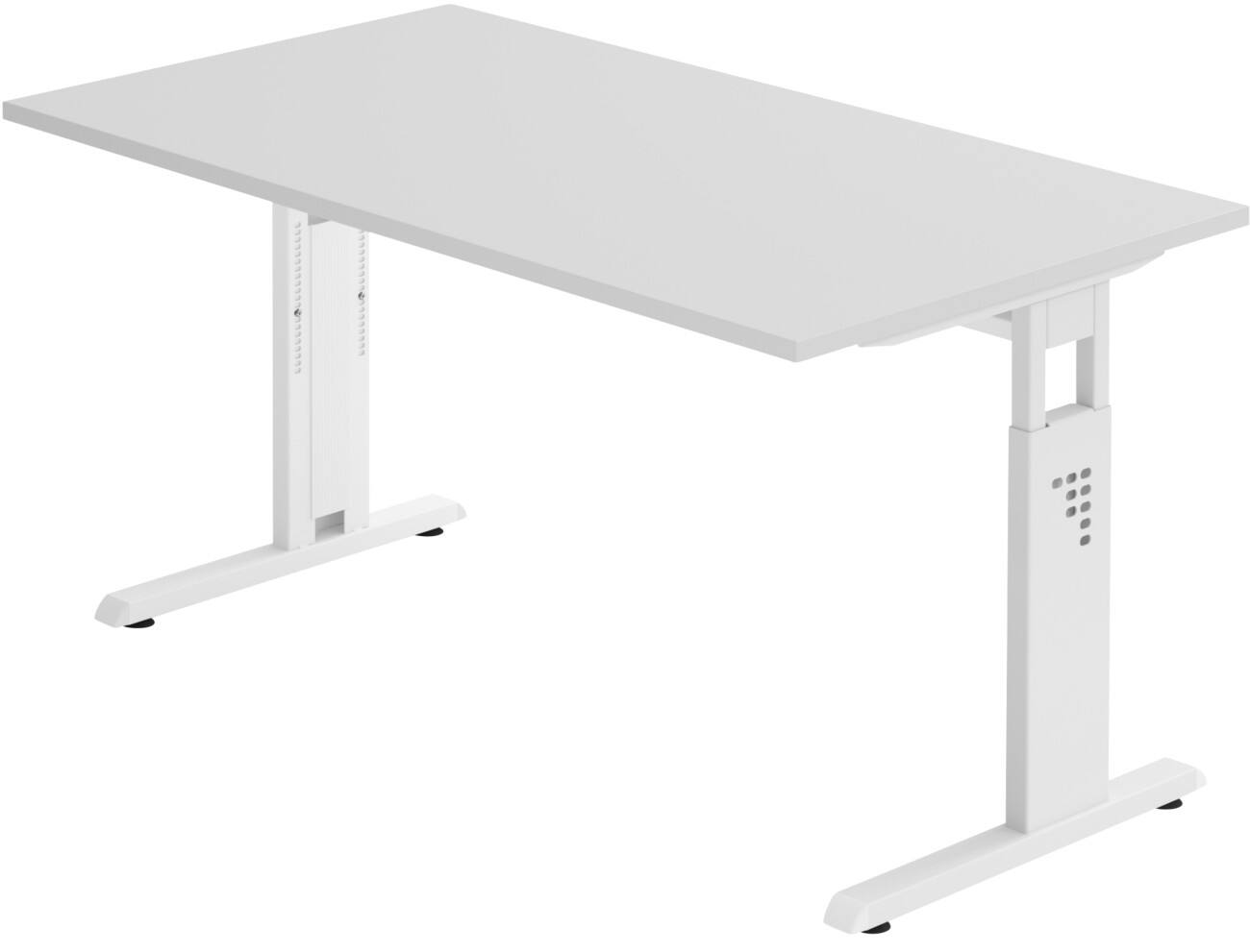 Bureau assis-debout Hammerbacher Hauteur ajustable Rectangulaire Gris Piètement en C 1400 (l) x 800 (p) x 850 (h) mm Acier, aggloméré