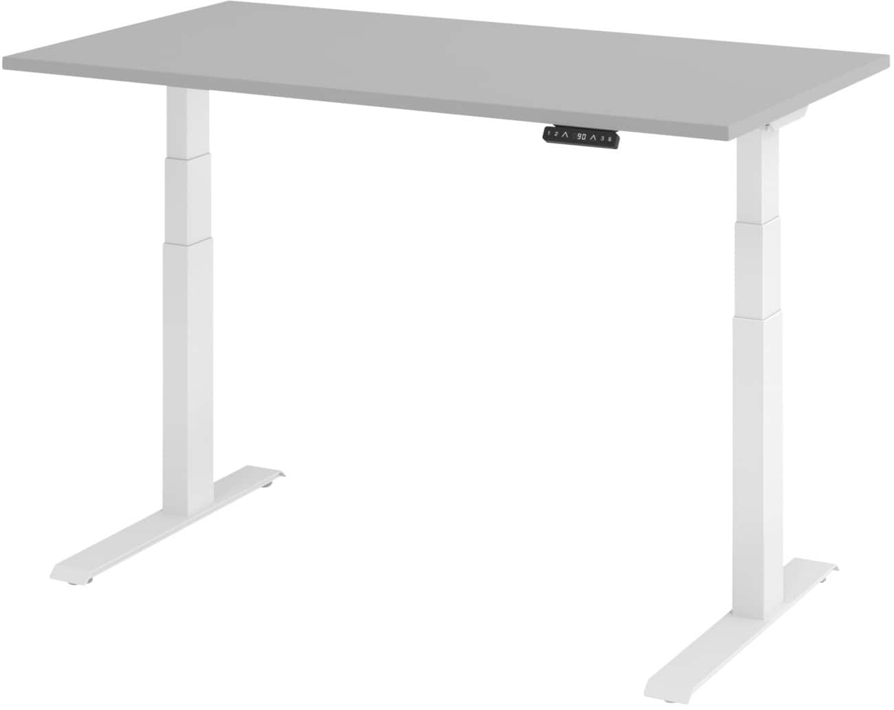 Hammerbacher Elektrisch hoogteverstelbaar Bureau Rechthoekig Grijs C-Voet 1,400 (B) x 800 (D) x 1,290 (H) mm Spaanplaat, staal