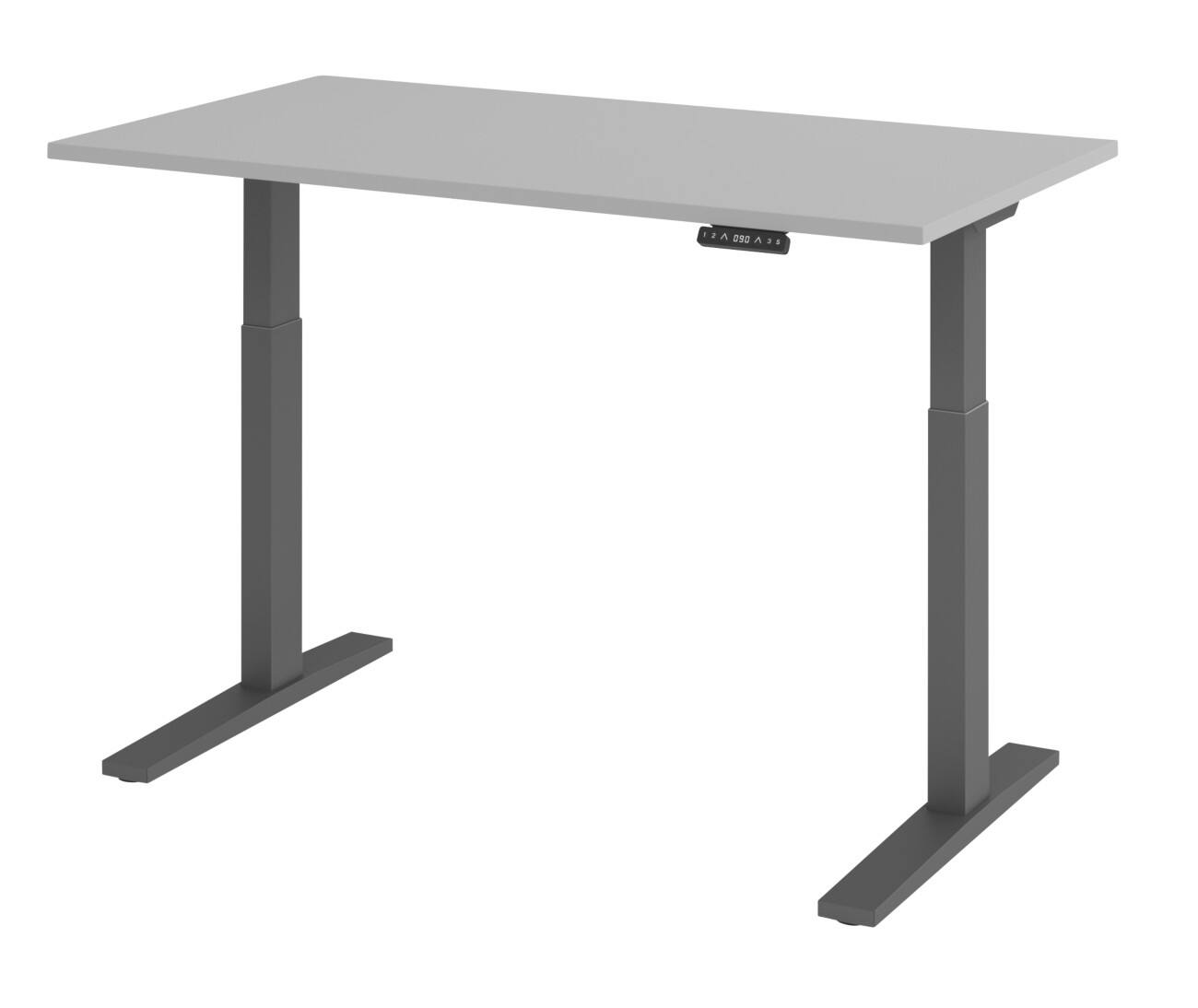 Hammerbacher Elektrisch hoogteverstelbaar Bureau Rechthoekig Grijs C-Voet 1,400 (B) x 800 (D) x 1,200 (H) mm Spaanplaat, staal