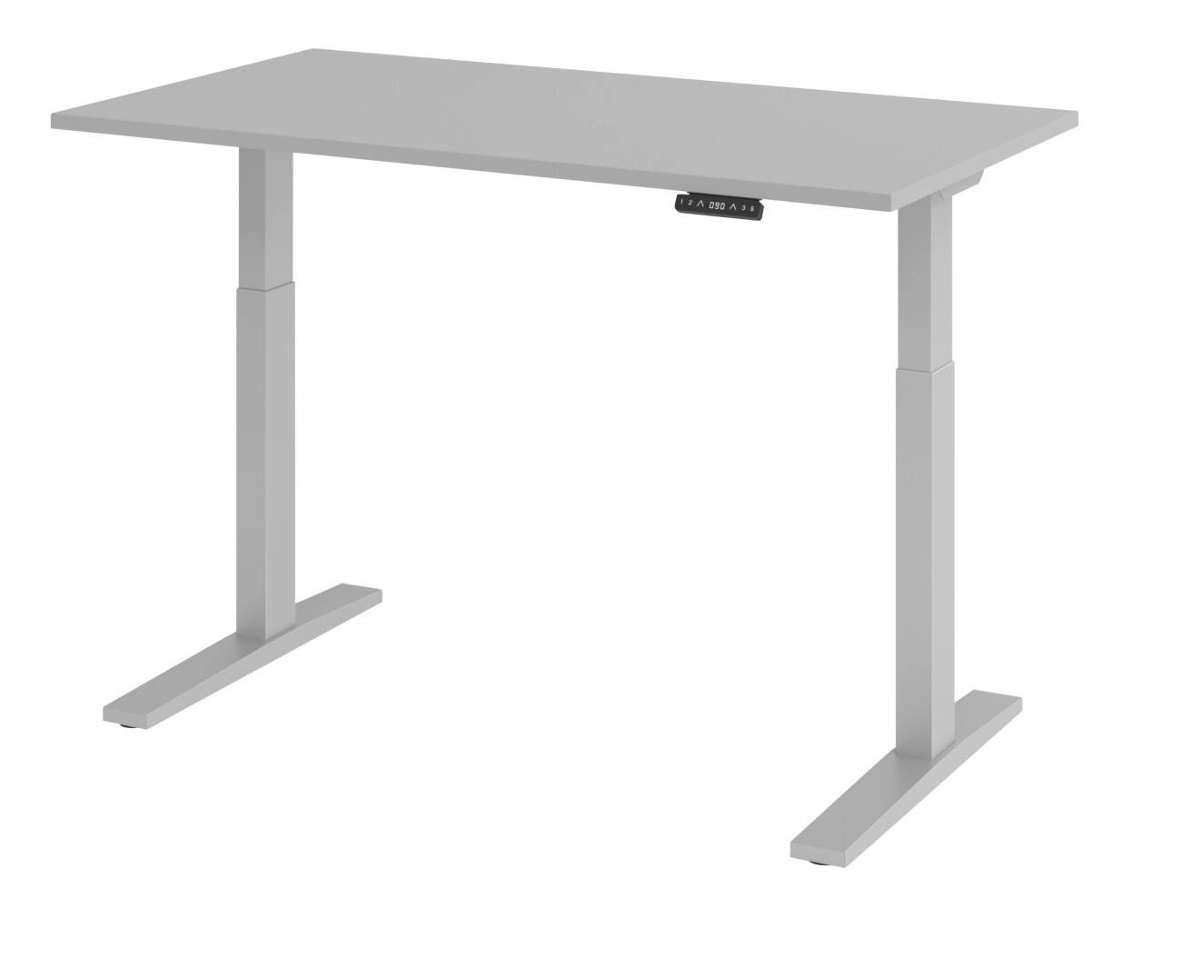 Bureau assis-debout Hammerbacher Hauteur ajustable électriquement Rectangulaire Gris Piètement en C 1400 (l) x 800 (p) x 1200 (h) mm Acier, aggloméré