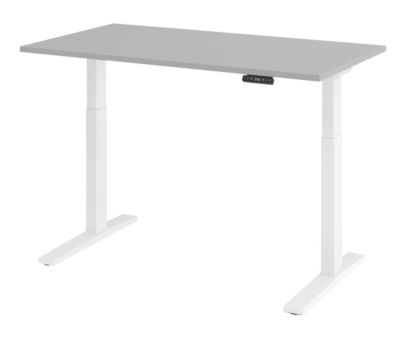 Bureau assis-debout Hammerbacher Hauteur ajustable électriquement Rectangulaire Gris Piètement en C 1400 (l) x 800 (p) x 1200 (h) mm Acier, aggloméré