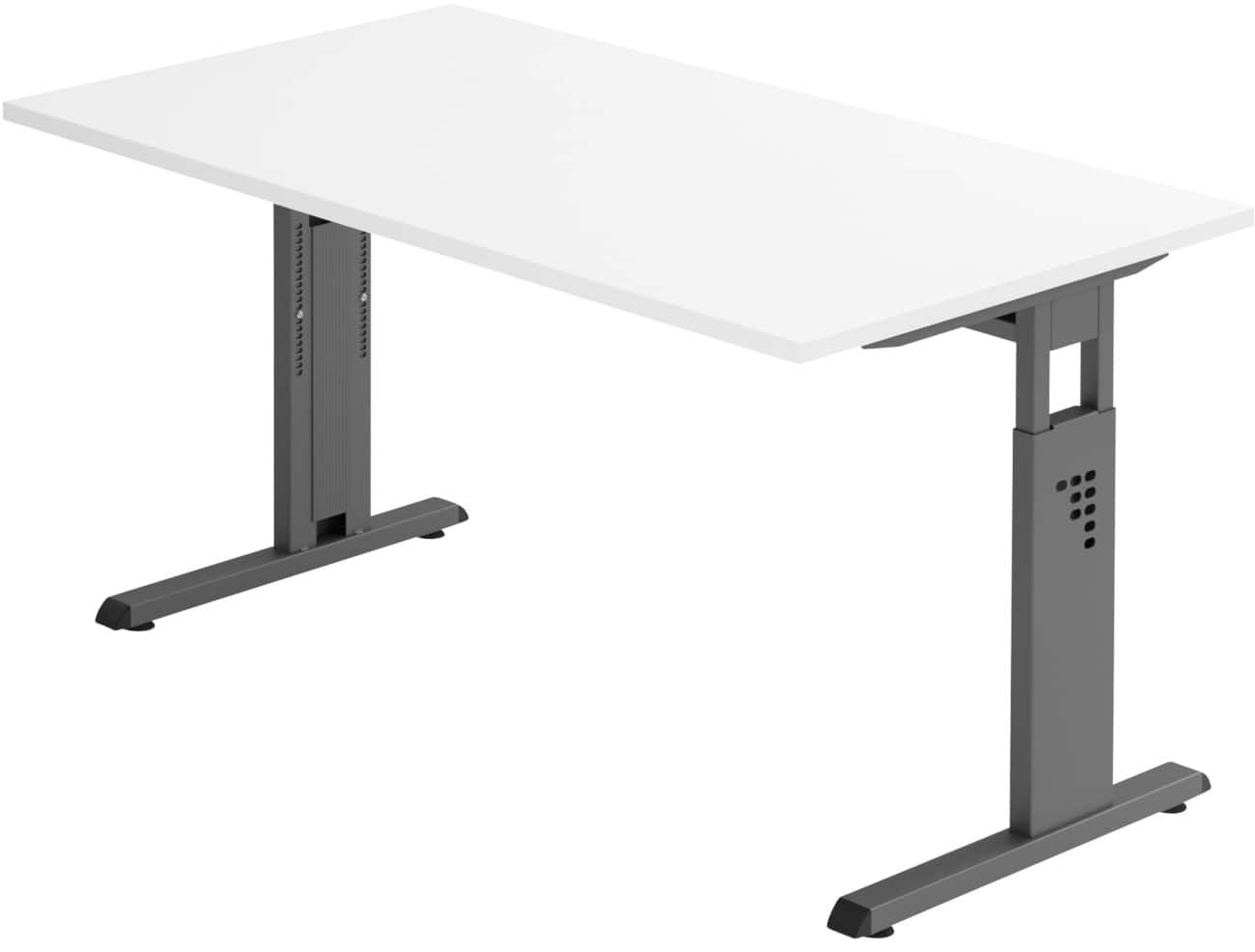 Hammerbacher Hoogteverstelbaar Bureau Rechthoekig Wit C-Voet 1,400 (B) x 800 (D) x 850 (H) mm Spaanplaat, staal