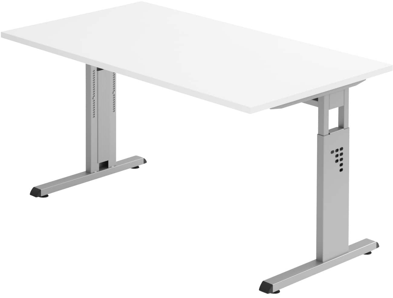 Bureau assis-debout Hammerbacher Hauteur ajustable Rectangulaire Blanc Piètement en C 1400 (l) x 800 (p) x 850 (h) mm Acier, aggloméré