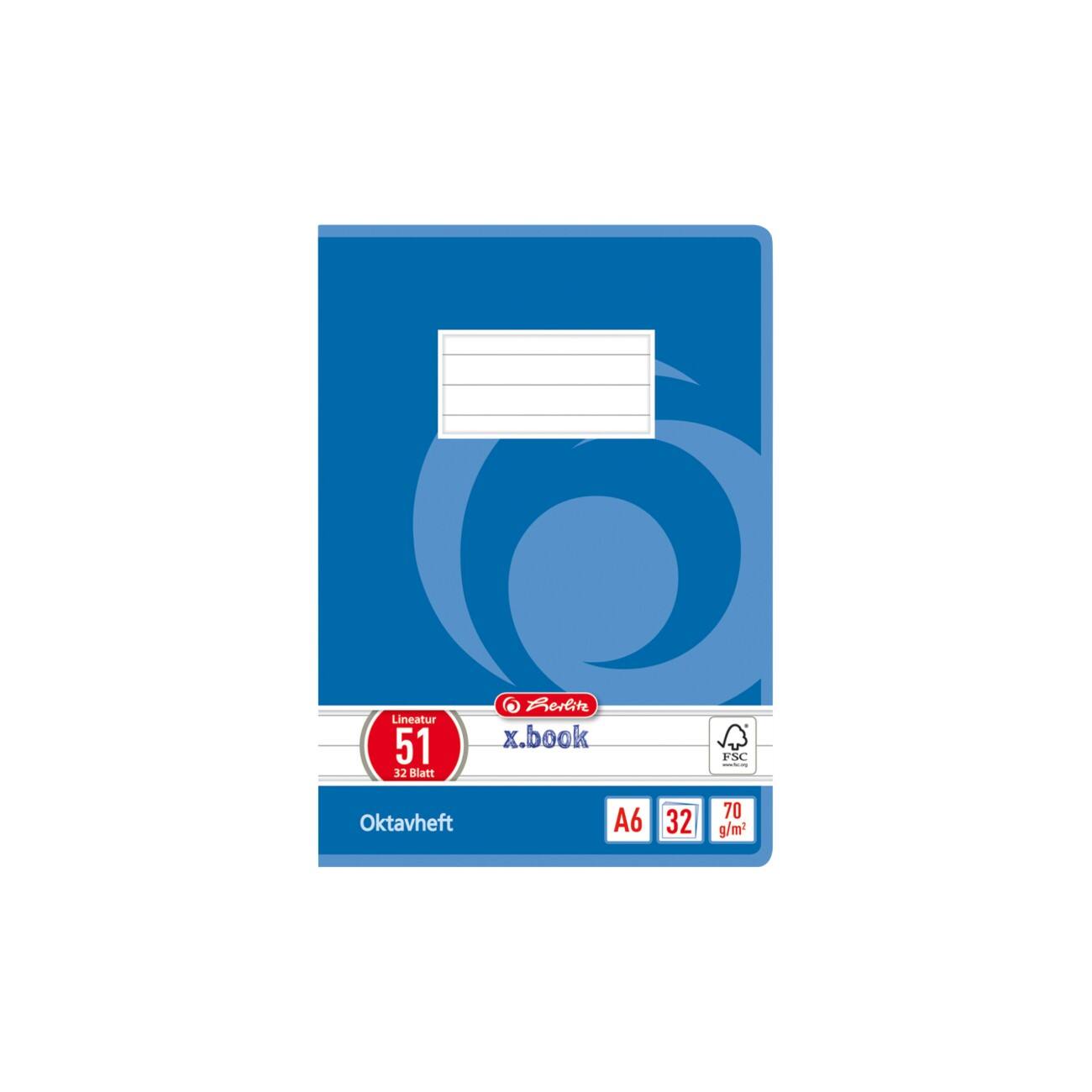 herlitz Schrijfblok A6 Blauw 32 Vellen Gelinieerd Motief draaikolk
