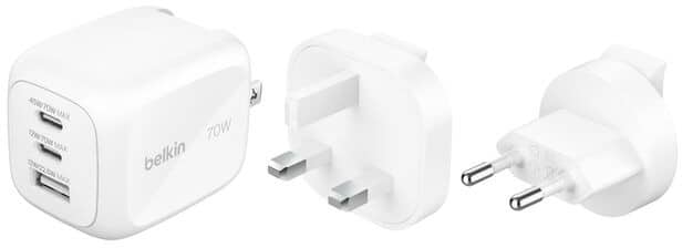 Chargeur mural Belkin BoostCharge Pro 70 W pour appareils mobiles avec 2 ports USB Type-C BoostCharge Pro