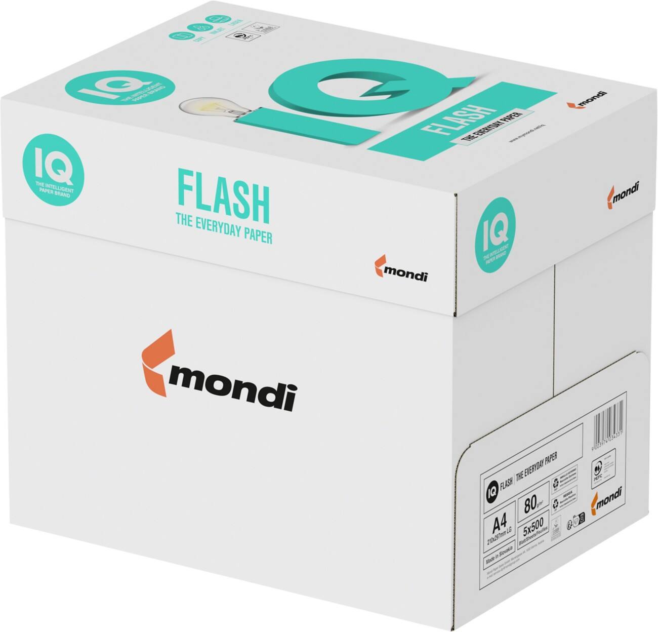 Papier imprimante IQ Flash A4 80 g/m² Mat Blanc 146 CIE 0 perforations 5 x 500 feuilles