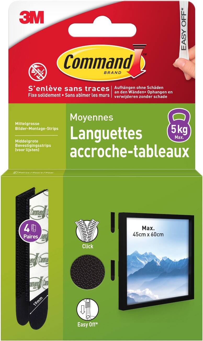 Bandes adhésives Command Noir 4 unités