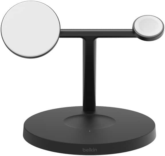 Belkin BoostCharge Pro 3-in-1 Draadloze oplader met Qi2 15W en 40W voeding met 1,5 m barrel-aansluiting Zwart WIZ032KQBK