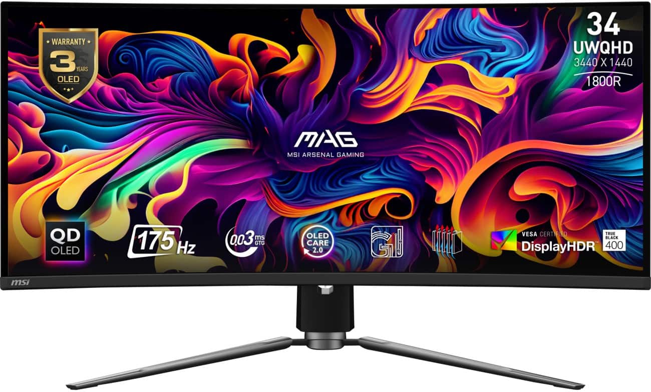 Moniteur MSI QD-OLED 34" UltraWide Quad HD 0,03 ms MAG 341CQP