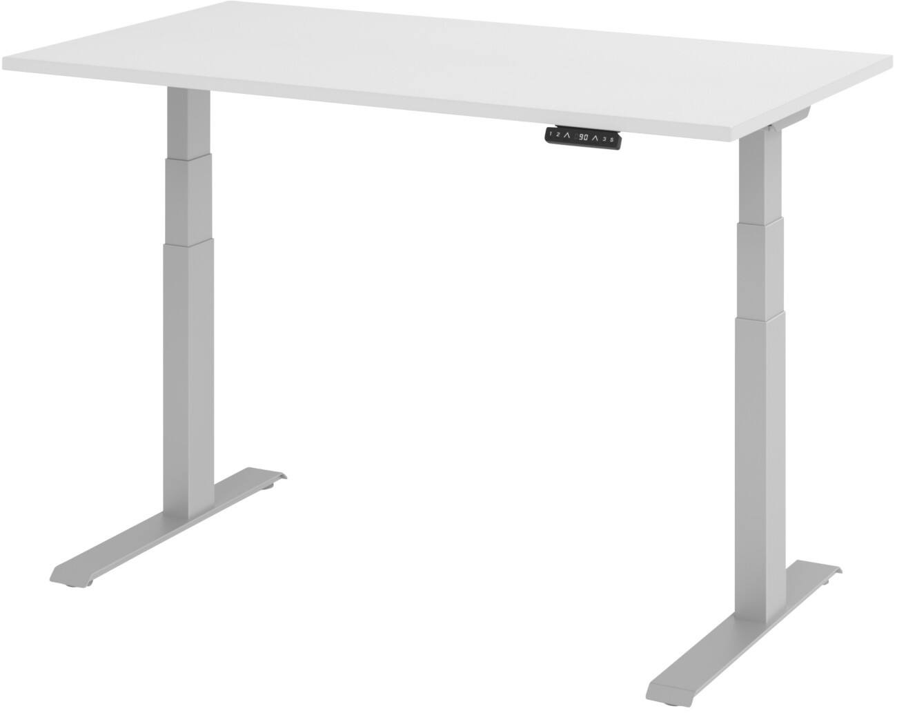 Bureau assis-debout Hammerbacher Hauteur ajustable électriquement Rectangulaire Blanc Piètement en C 1400 (l) x 800 (p) x 1290 (h) mm Acier, aggloméré