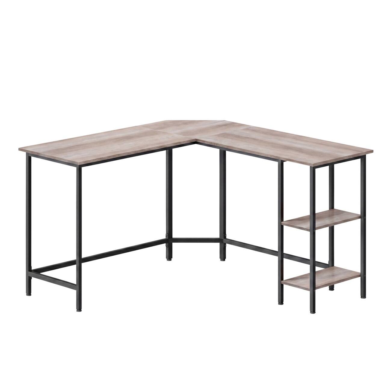 VASAGLE Computertafel L-Vorm Greige L-Voet 1,400 (B) x 1,400 (D) x 760 (H) mm Spaanplaat, Staal