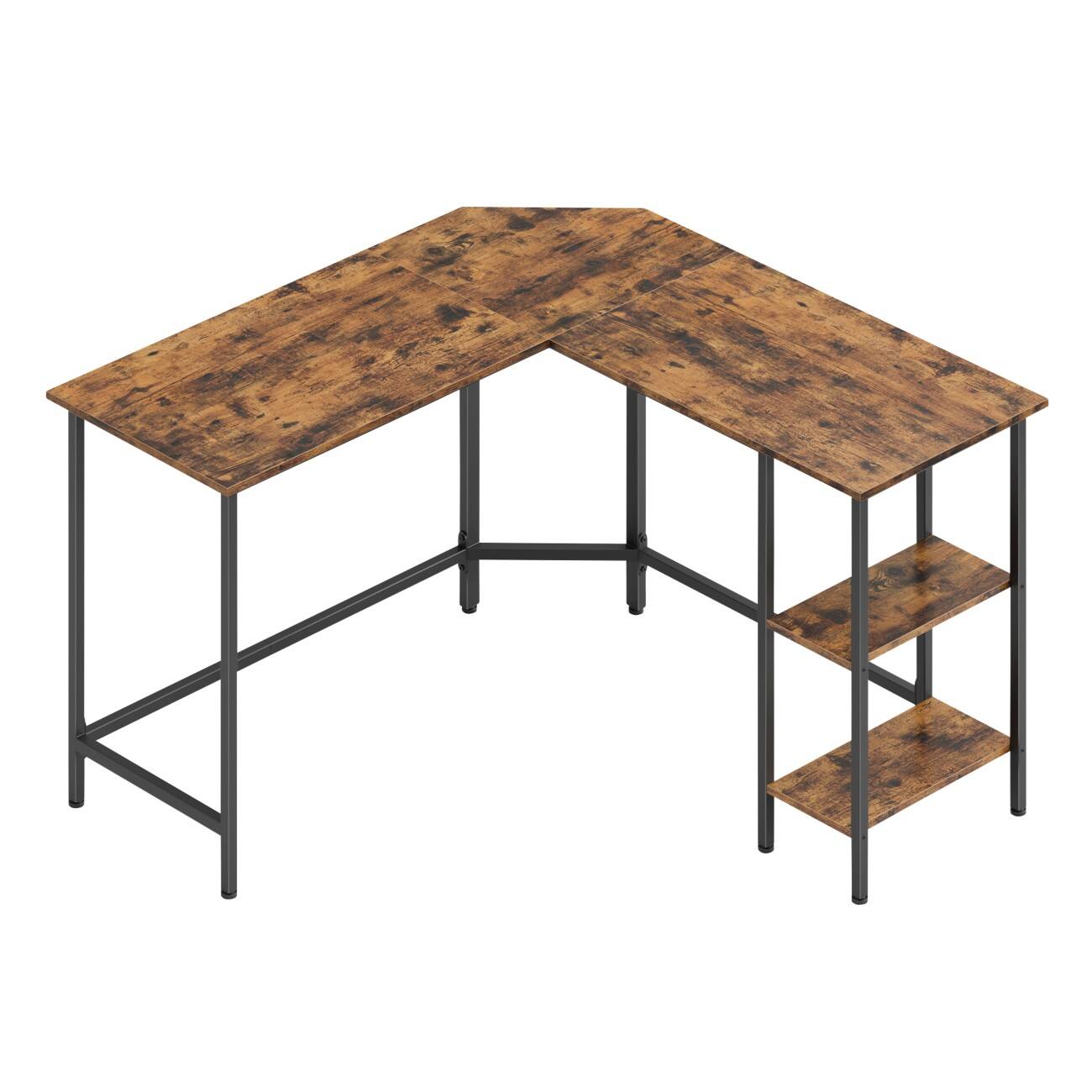 VASAGLE Computertafel L-Vorm Vintage Bruin L-Voet 1,300 (B) x 1,300 (D) x 760 (H) mm Spaanplaat, Staal