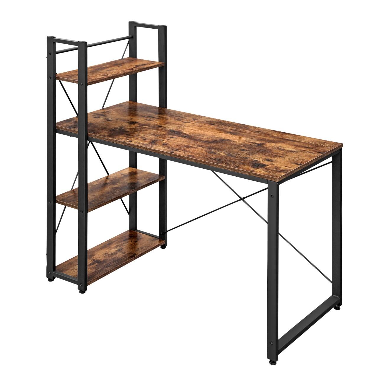 VASAGLE Computertafel Rechthoekig Vintage Bruin 4 Metalen Poten 1,200 (B) x 560 (D) x 1,200 (H) mm Spaanplaat, Staal