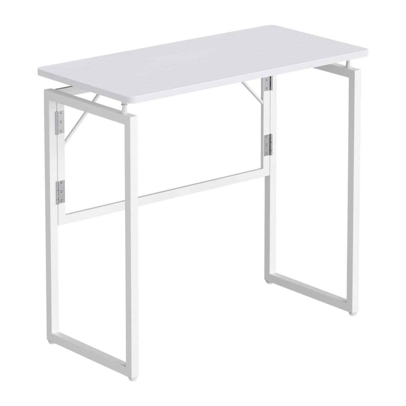 Bureau d’ordinateur VASAGLE Rectangulaire Blanc 4 pieds en métal 800 (l) x 400 (p) x 740 (h) mm Acier, Panneau de particules, Plastique